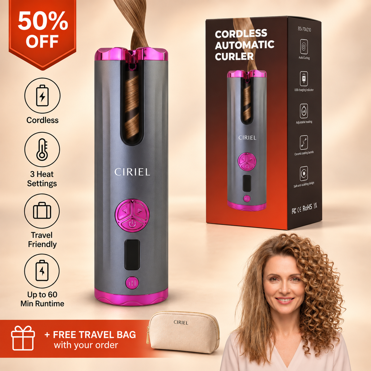 FineCurl Pro - Cordless Curling Tool